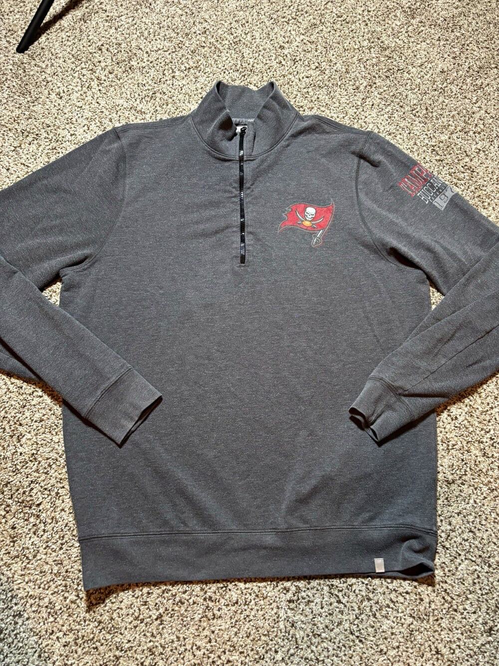 '47 Tampa Bay Buccaneers NFL Football 1/4 Zip Pullover Sweatshirt, L, Gray